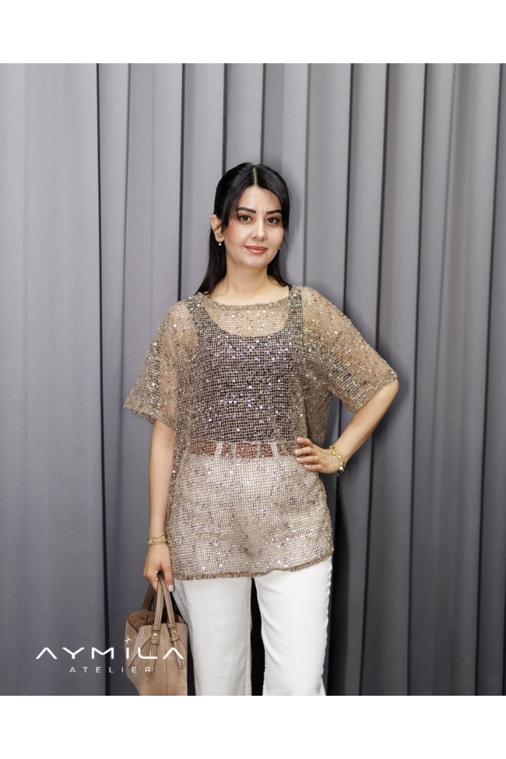 ZR Pullu File Triko Bej ZR Pullu File Triko Bej