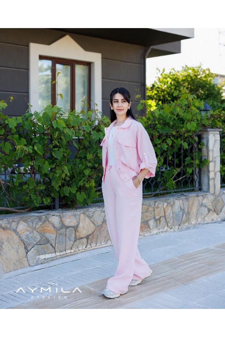 Bomber Ceket Pantolon Takım Pembe