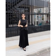 Pilisoleli Etekli Kemerli Takım Siyah