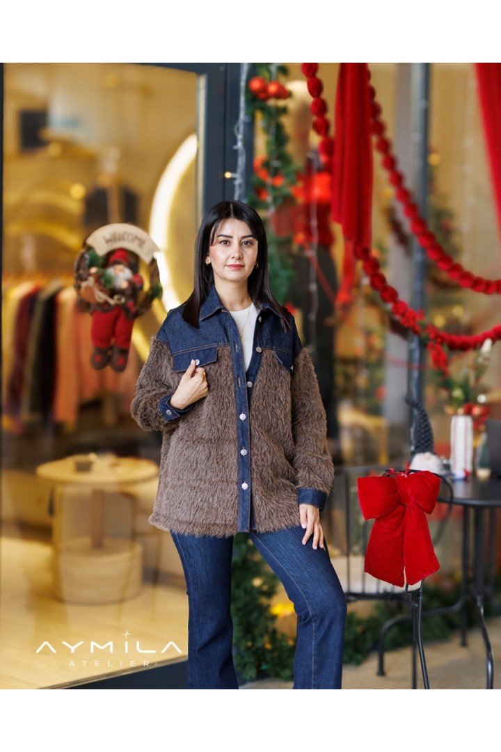 Denim Garneli Buklet Ceket