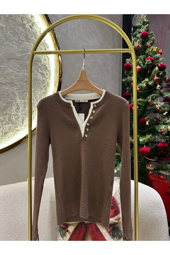 Fitilli Kahverengi Bluz