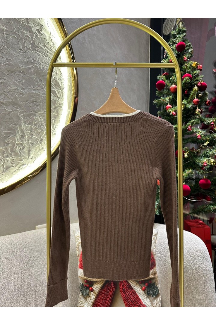 Fitilli Kahverengi Bluz