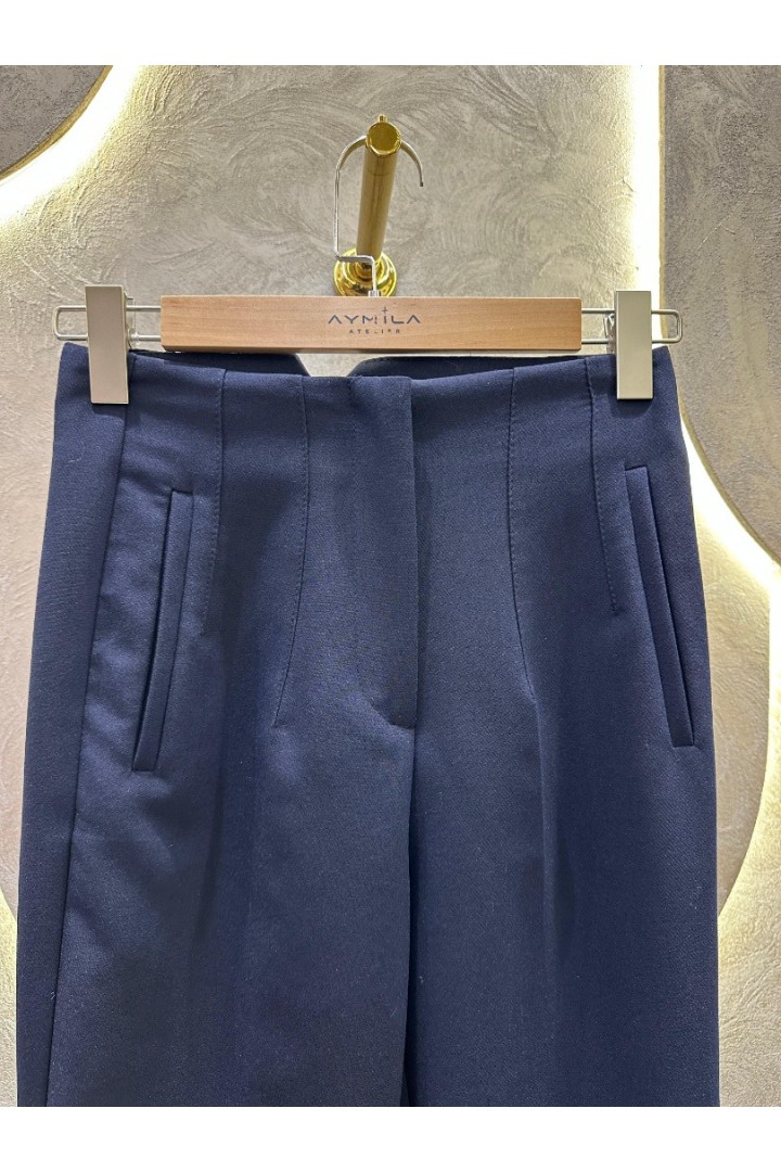 KAROL Önü Flatolu Koyu Lacivert Pantolon