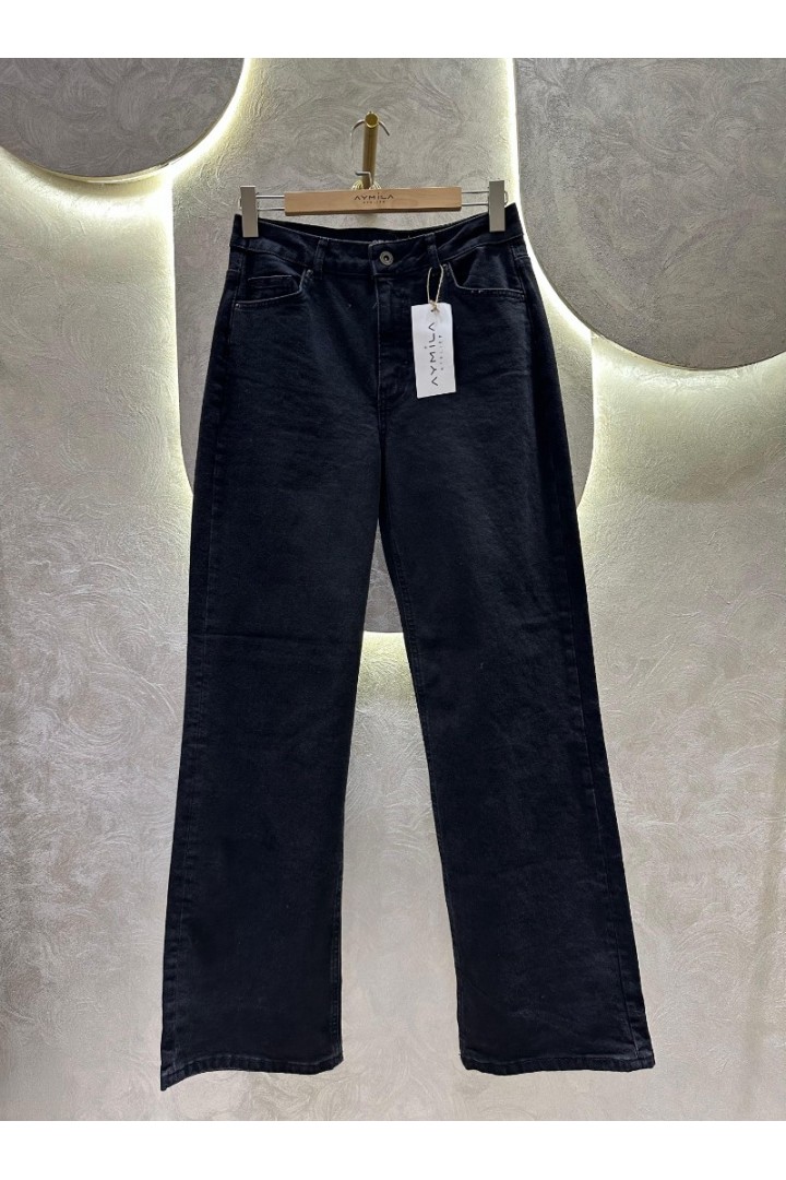 PCS Siyah Bol Düz Paça Jean