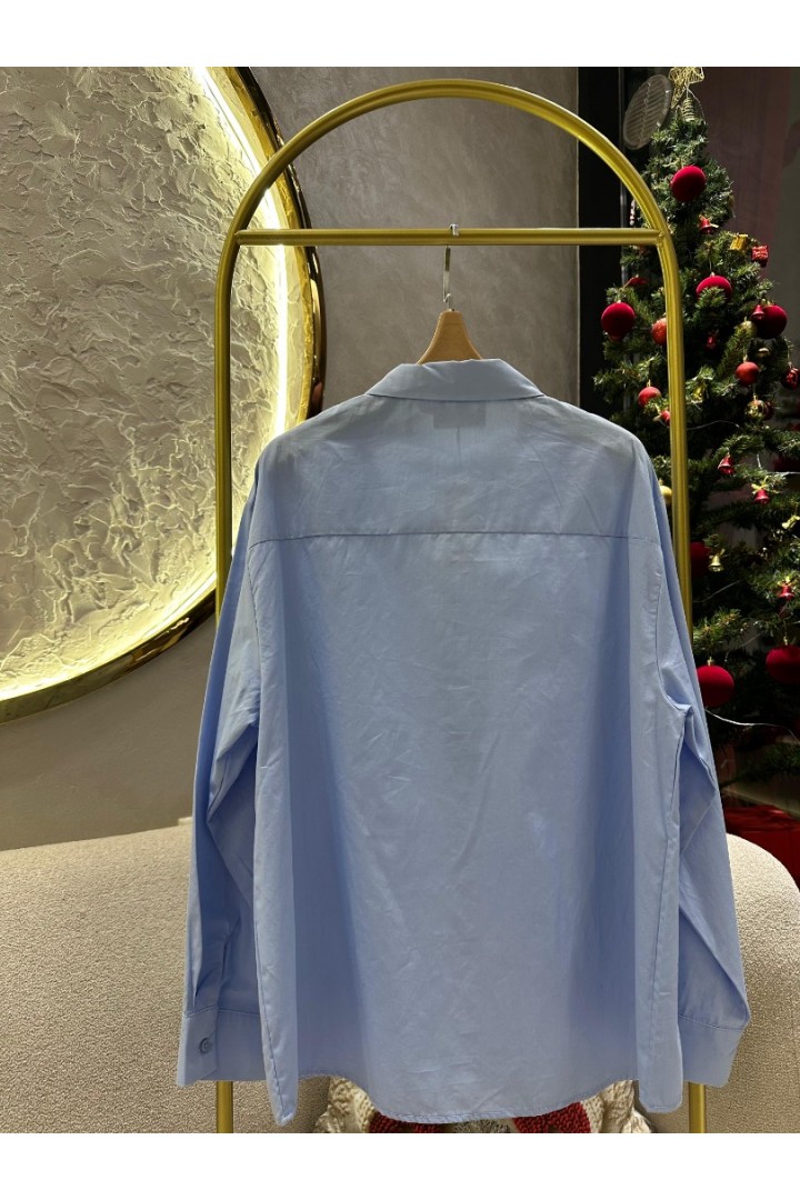 Taş Detaylı Gömlek Mavi