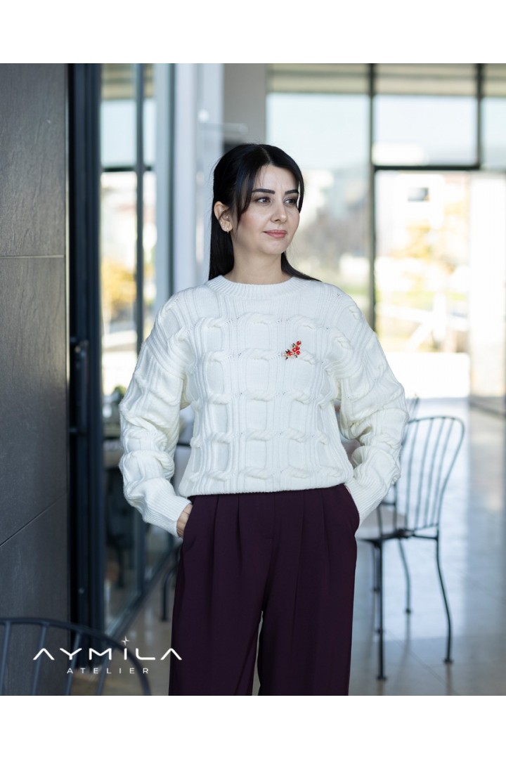 Örgü Detaylı Kazak