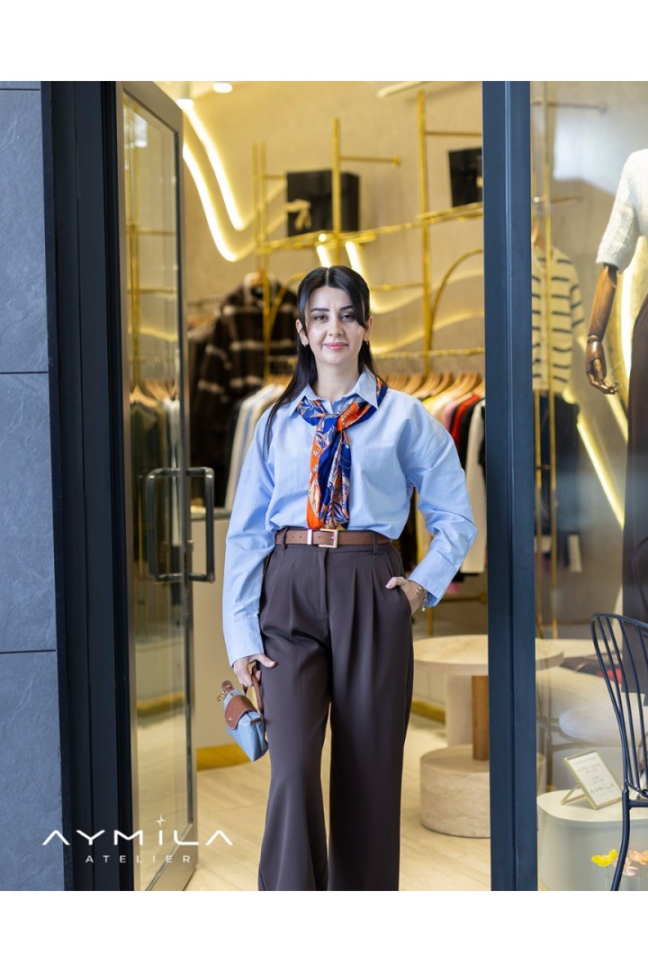 Soft Blue Dekolte Gömlek