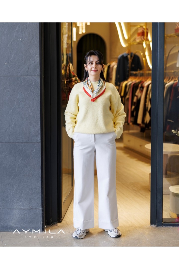 DİLVİN Açık Sarı Bisiklet Yaka Kazak