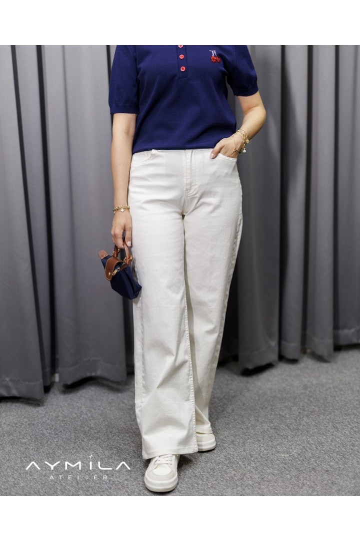 KAROL White Straıght Jean Ekru