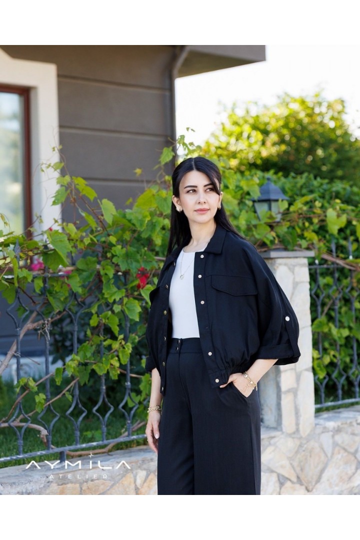 Bomber Ceket Pantolon Takım Siyah