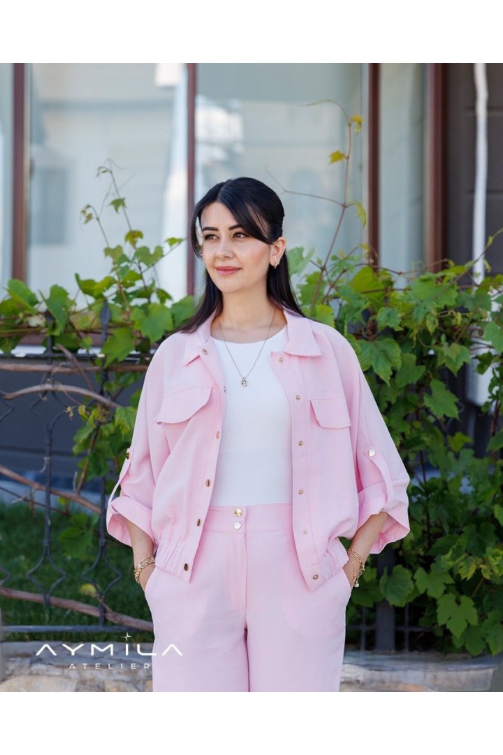 Bomber Ceket Pantolon Takım Pembe