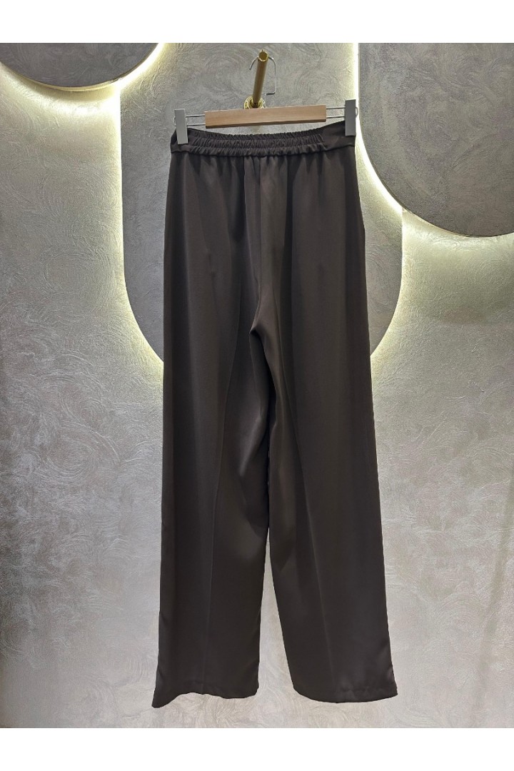 Kahve Pileli Palazzo Pantolon