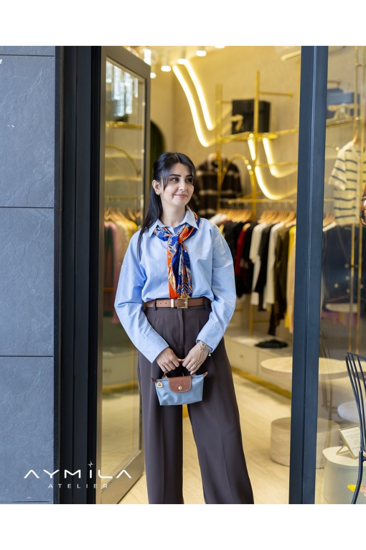 Soft Blue Dekolte Gömlek