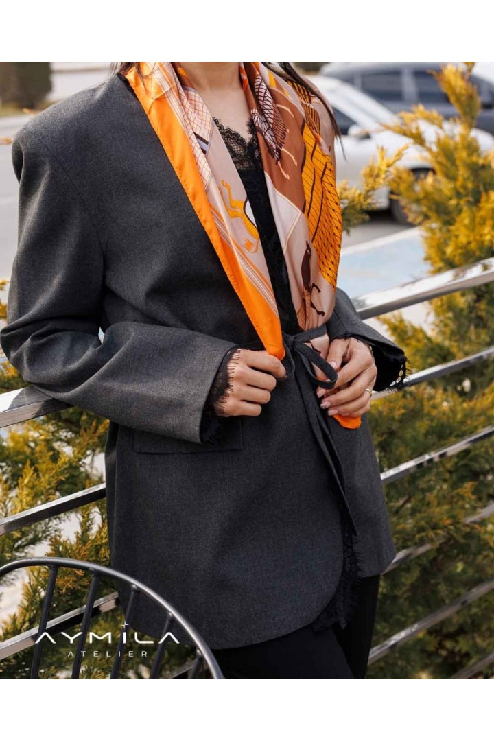 Güpür Detaylı Ceket Antrasit Güpür Detaylı Ceket Antrasit