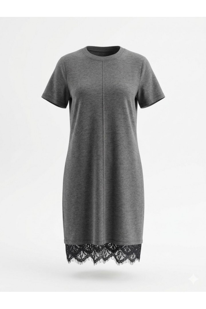 Karol Antrasit Dantelli Elbise