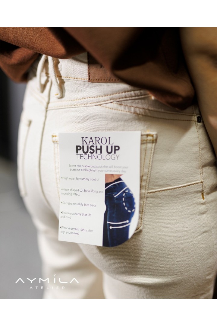 KAROL Push Up İspanyol Paça Jean Krem