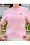 Cep Ayıcıklı Kısa Kol Triko Pembe