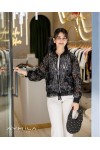 Siyah Dantelli Çiçek Desenli Büzgülü Ceket
