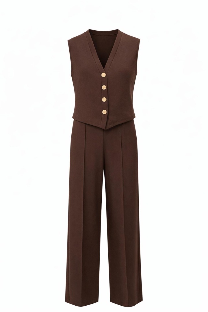 ZR Yelekli Takım Kahverengi