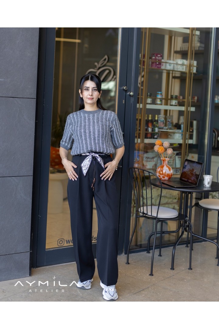 Fularlı Kumaş Pantolon