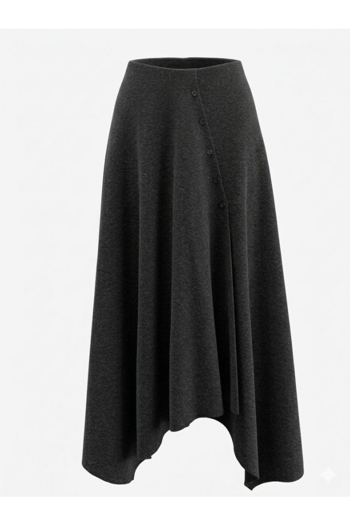 KAROL Düğmeli Uzun Etek Kahve