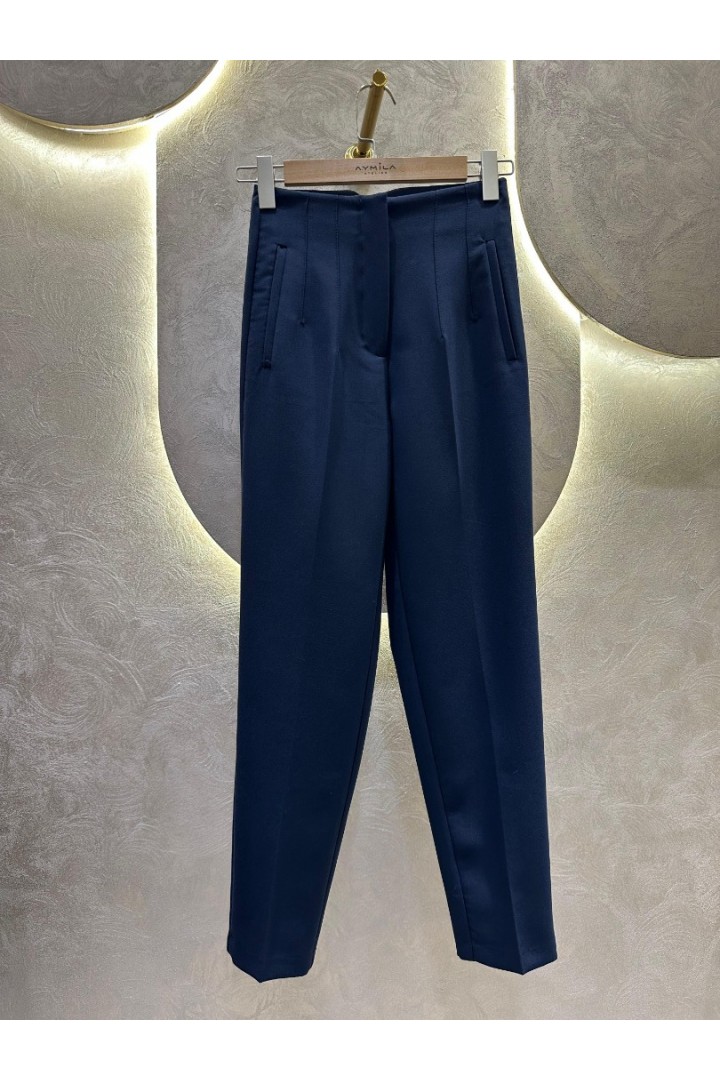 Karol Önü Flatolu Pantolon Açık Lacivert