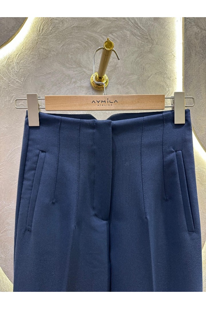 Karol Önü Flatolu Pantolon Açık Lacivert