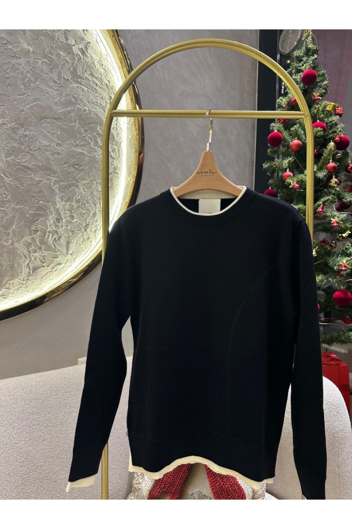 Simit Yaka Kazak Siyah Vanilya