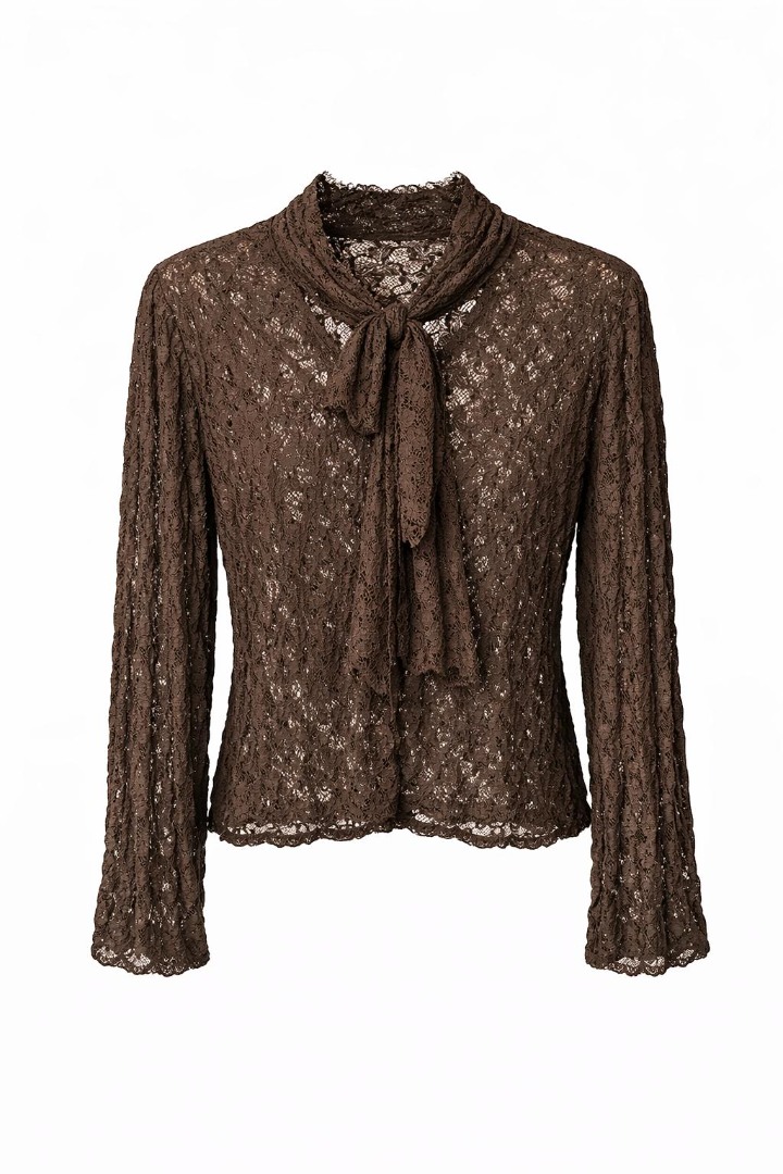 Dantelli Bluz Kahverengi