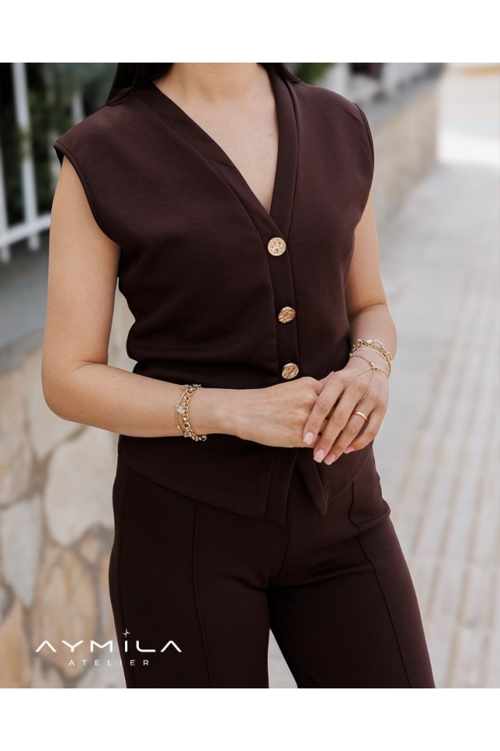 ZR Yelekli Takım Kahverengi