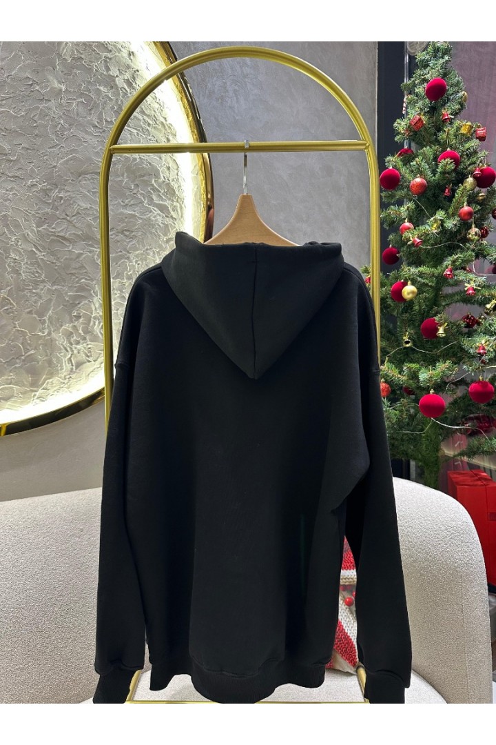3 İplik Fermuarlı Kapşonlu Cepli Sweet Siyah