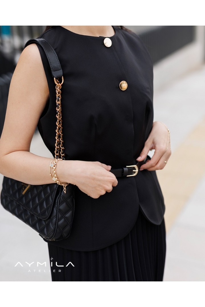 Pilisoleli Etekli Kemerli Takım Siyah