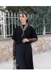 Dantel Kollu T-shirt Siyah